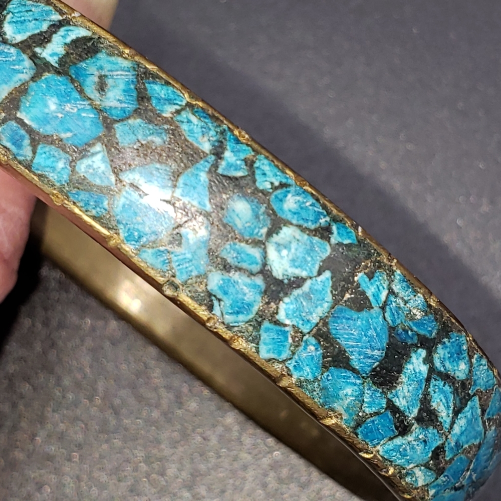 Indian Handcrafted Turquoise Inlaid Bracelet